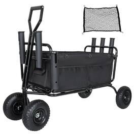 Loheer - Collapsible Fishing Cart, Heavy Duty Steel Beach Wagon with Nine Point Eight Five Inch All Terrain Wheels