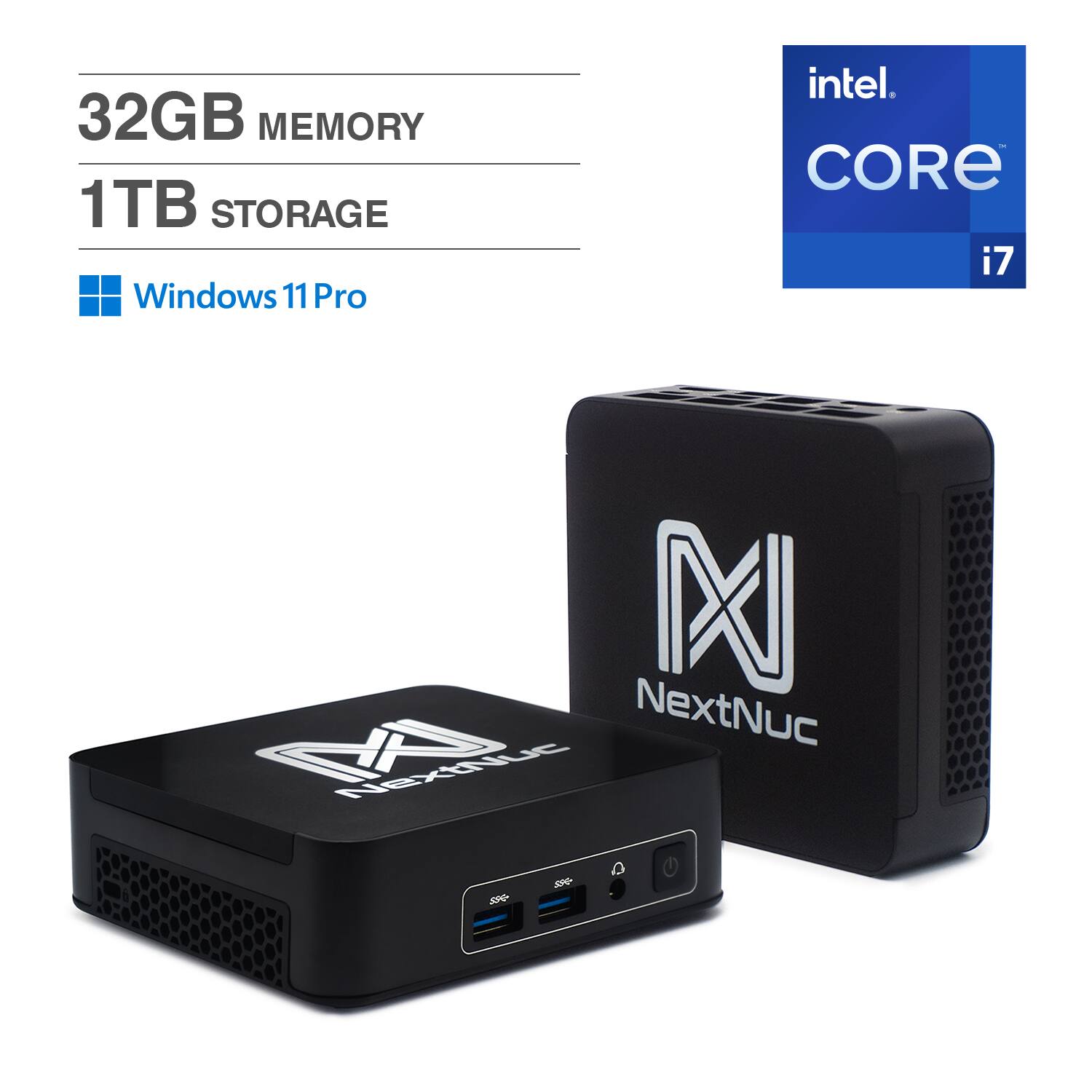 NextNuc - intel 13Pro Mini Desktop (Intel i7-13620H, 32GB DDR4, 1TB PCIe SSD, Intel UHD, Win 11 Pro) - Black