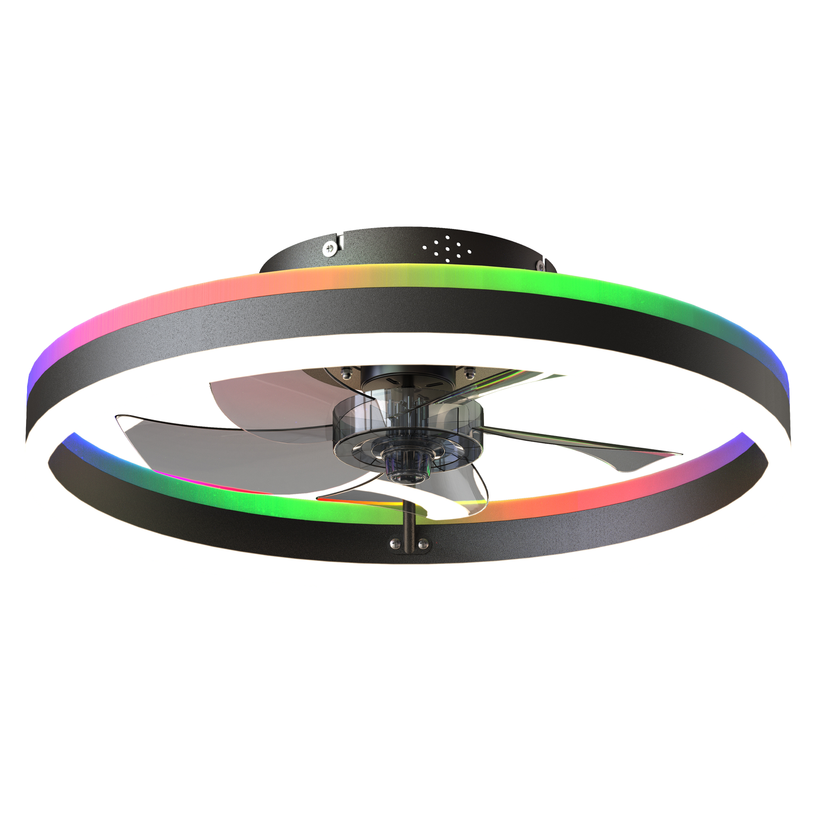 Alt View 6. Loheer - Loheer Ceiling Fan with Light, 19.7 in RGB Flush Mount Ceiling Fan, Remote and App Control, Black.