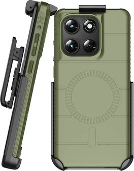 Nakedcellphone - Combo for Motorola Moto G Stylus 2026/2025 Phone - Case and Holster Belt Clip (Compatible with MagSafe) - Olive