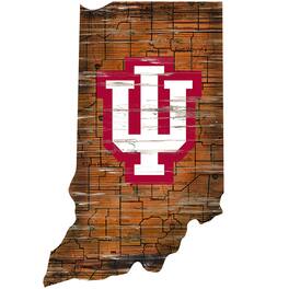 Fan Creations - Indiana Hoosiers 23.5" x 23.5" Distressed State with Logo Sign - Multicolor