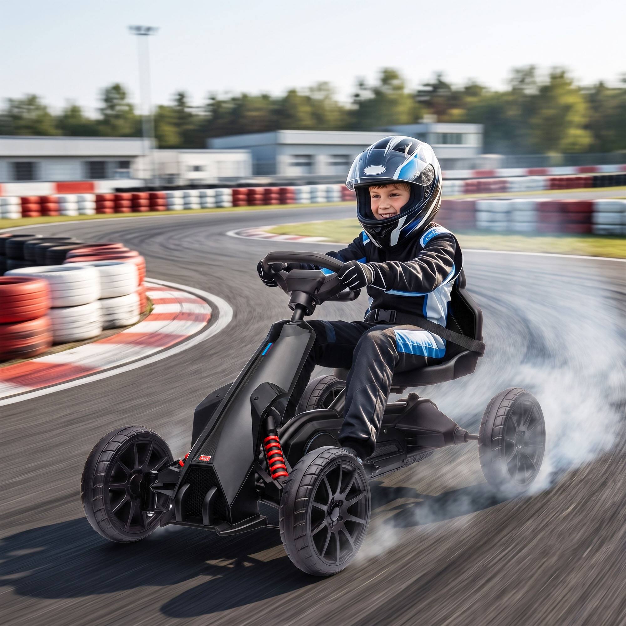 Alt View 1. Aosom - Electric Go Kart for Kids, Ride On Toy with EVA Tires, 2 Speeds, Adjustable Seat - Black.