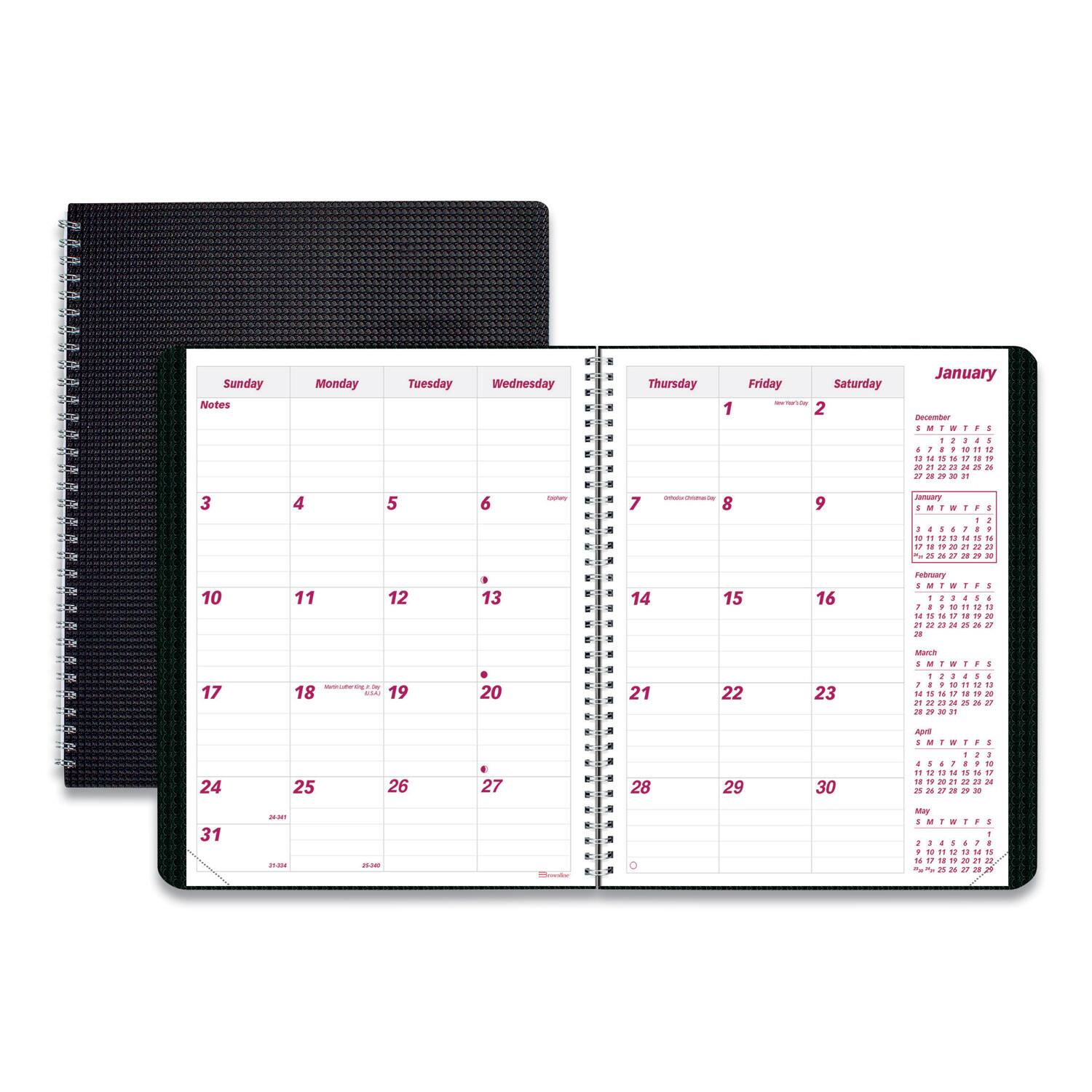 Brownline - DuraFlex 14 Month Planner 8.88 x 7.13 Black Cover 14 Month Dec 2025 to Jan 2027