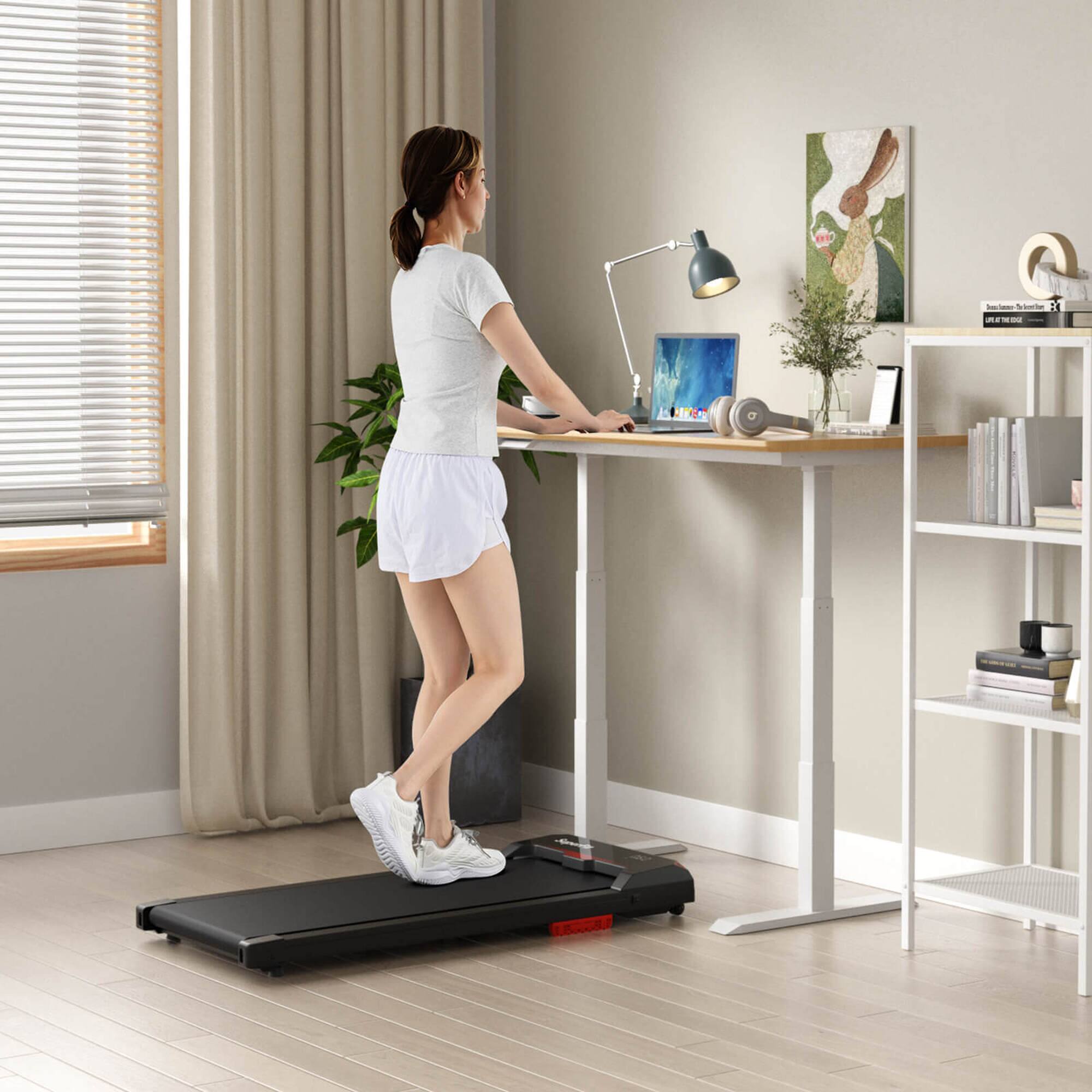 Alt View 3. Costway - Costway Walking Pad 2.5HP Under Desk Treadmill with Remote Control APP-Enabled for Home - Black.