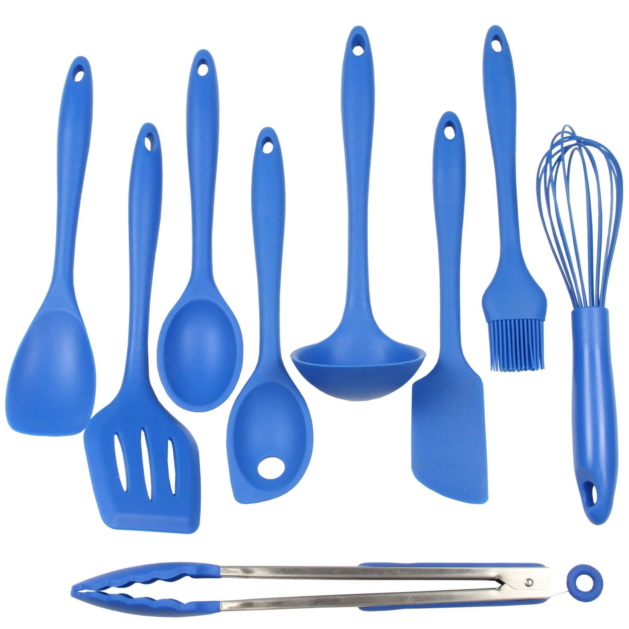 Front. Chef Craft - 9 Piece Premium Silicone Kitchen Tool and Utensil Set - Blue - Blue.