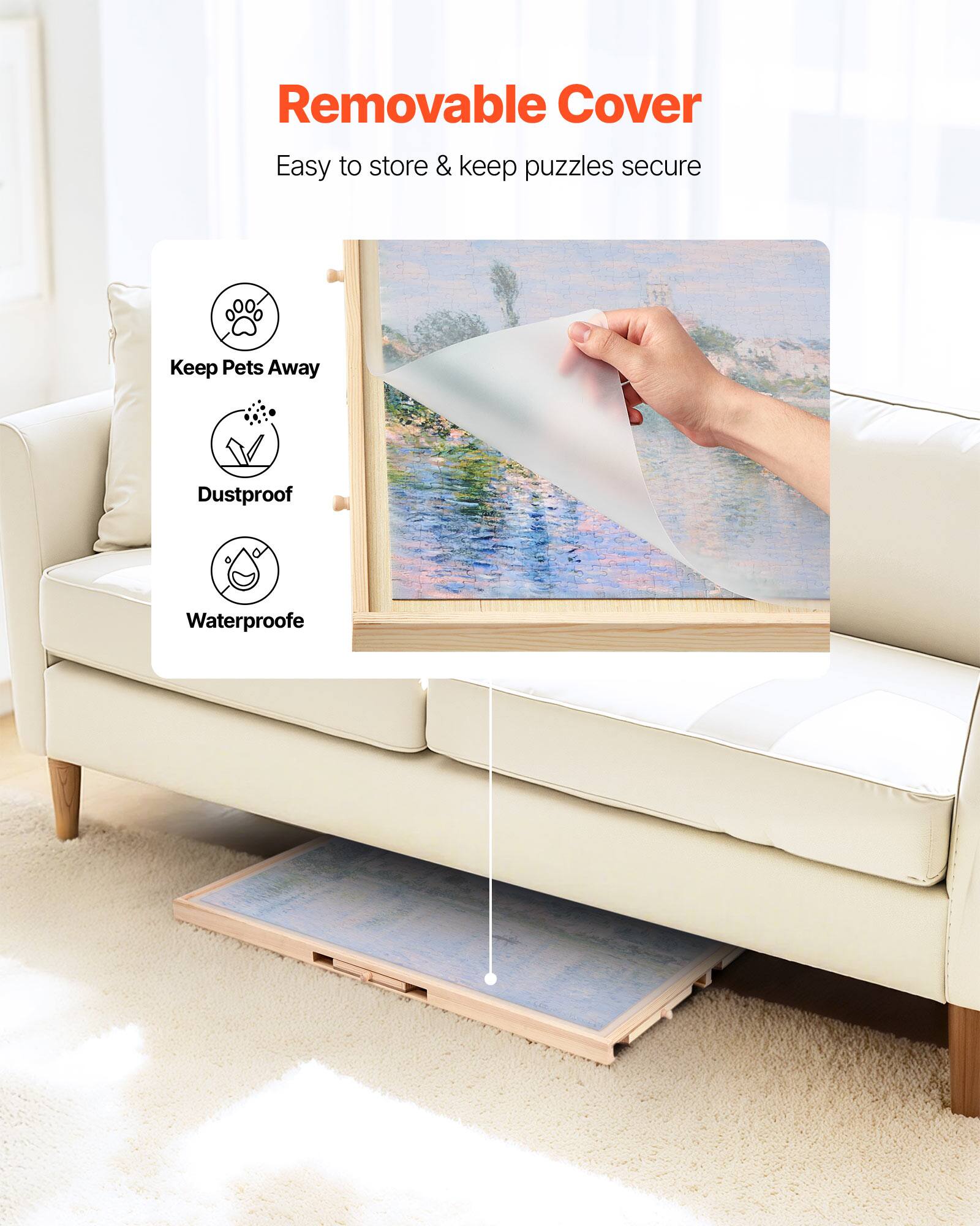 Removable Cover, Easy to store & keep puzzles secure, Keep Pets Away, Dustproof, Waterproof