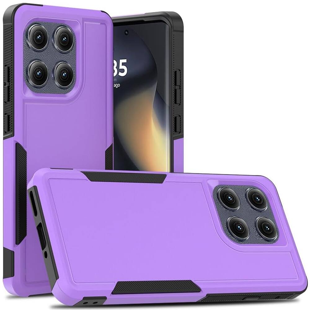 Front. Equipd - Phone Case for Motorola Edge 2025 (6.7 Inch), Heavy Duty Rugged Shockproof Full Body Protection Cover - Purple.