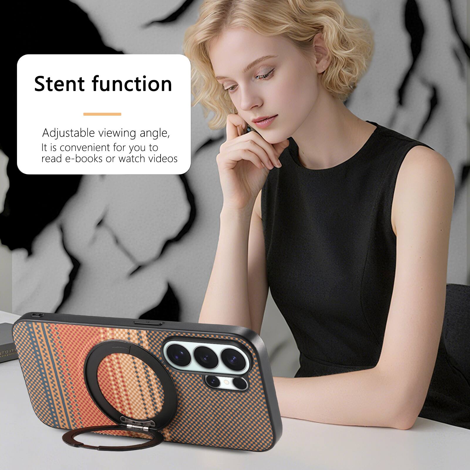 Stent function  
Adjustable viewing angle,  
It is convenient for you to read e-books or watch videos