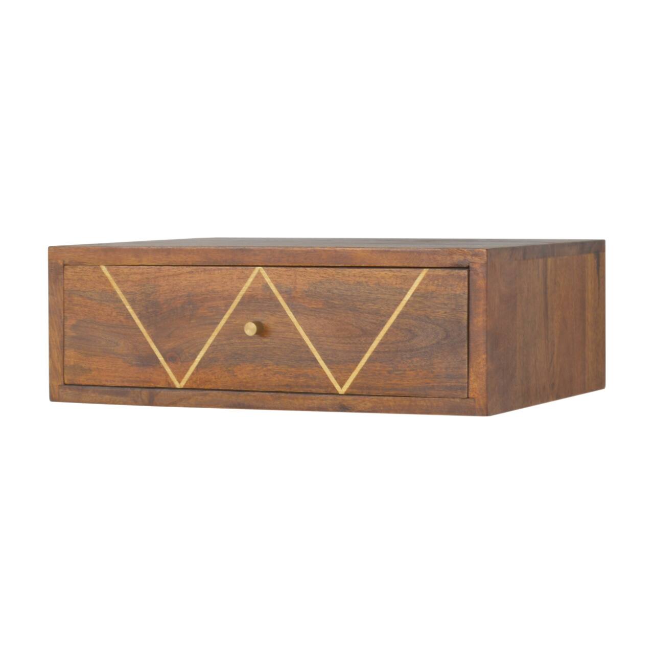 Angle. Artisan Furniture - Artisan Furniture Solid Wood Floating Chestnut Brass Nightstand, 1 Drawer, Gold and Brown - Chestnut.
