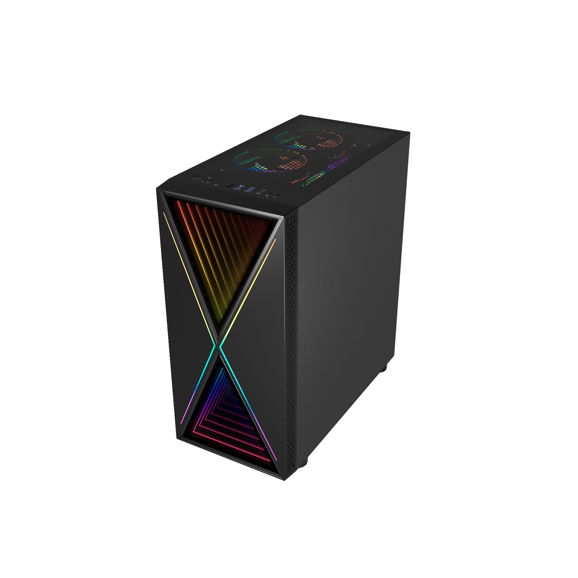 Alt View 6. Bluegears - b-BlackWidow-RGB Black Gaming PC case, include 3 x PWM 120mm ARGB Fans, Fan Controller with Remote, Support up to EATX. - Black.