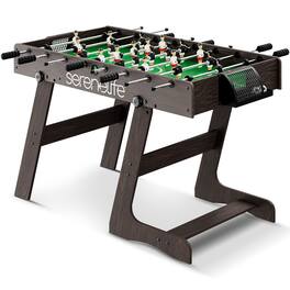 SereneLife - SLPFSBLFD10A Folding Foosball Table, 4' x 2’ Full Competition Size, Space-Saving for Indoor/Outdoor - Wood