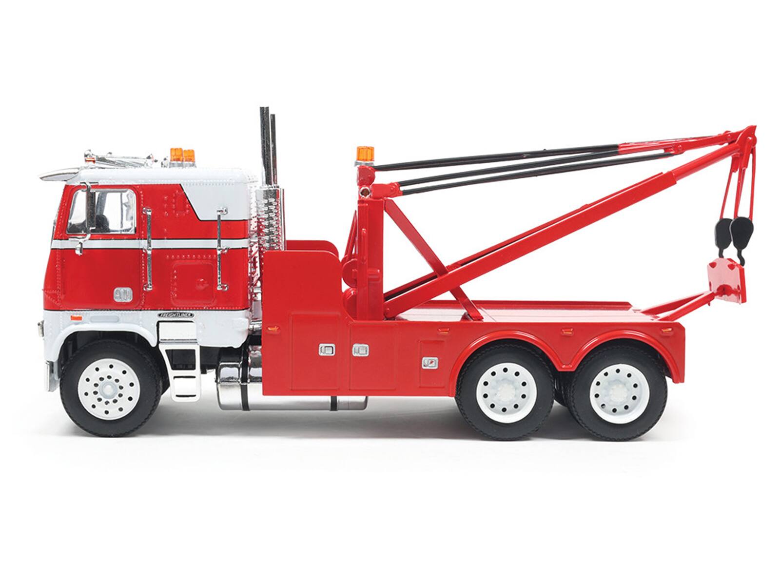 Alt View 1. IXO - 1987 Freightliner FLA Tow Truck Red and White 1/43 Diecast Model by IXO Models.