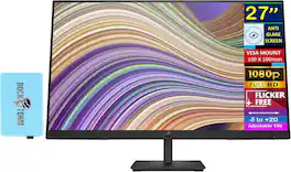 HP - P27 G5 27" FHD Monitor, Anti-Glare, Flicker Free, VESA Mount (100mm), VGA, HDMI & DKZ Hub, (64X69AA#ABA) - Black