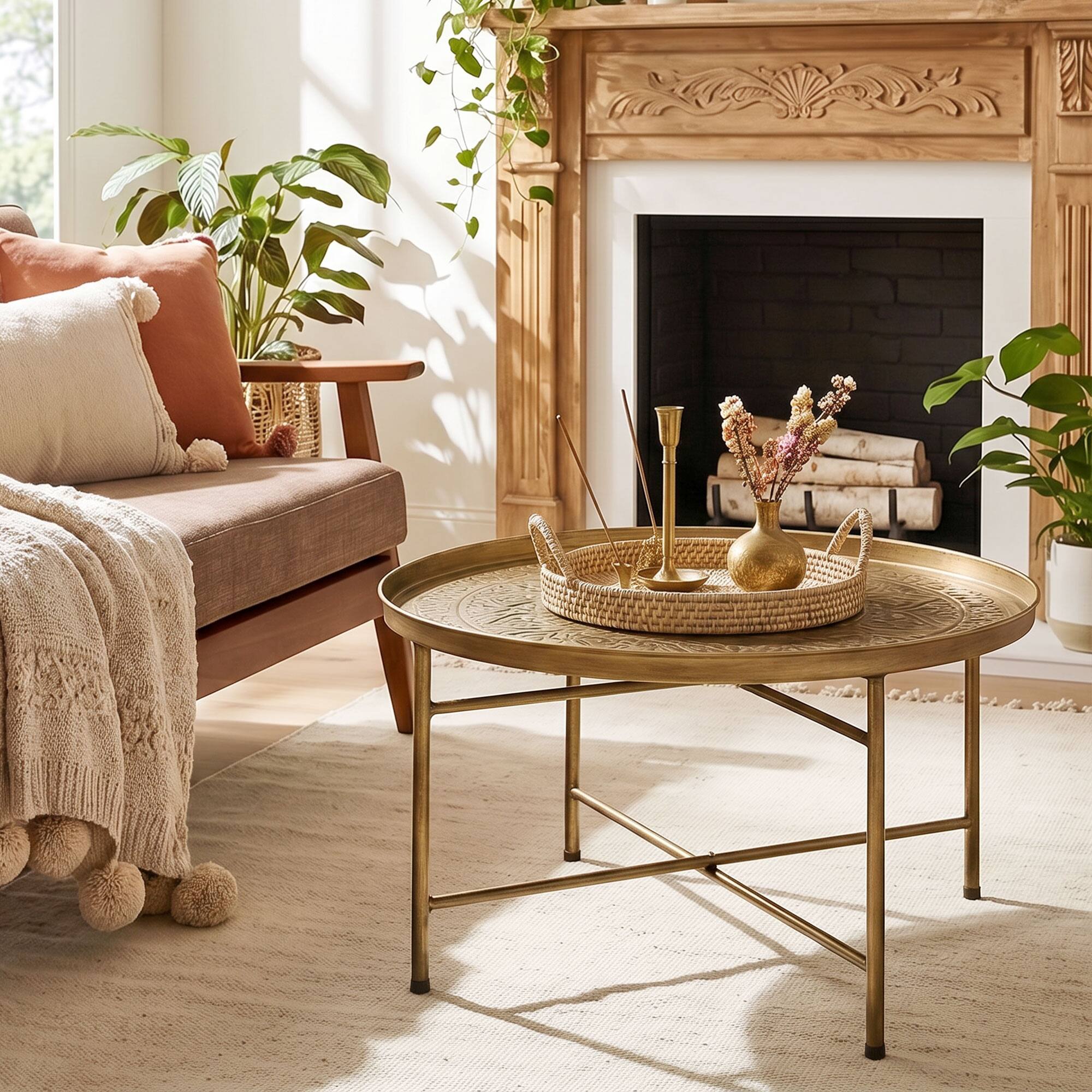 Alt View 1. Homcom - Table for Living Room - Gold.