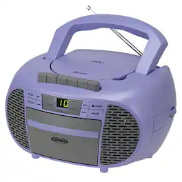 Jensen - Portable Bluetooth CD Music System CD-550ABT with Cassette Player, AM/FM Radio, Aux, Built-in Speakers - Purple