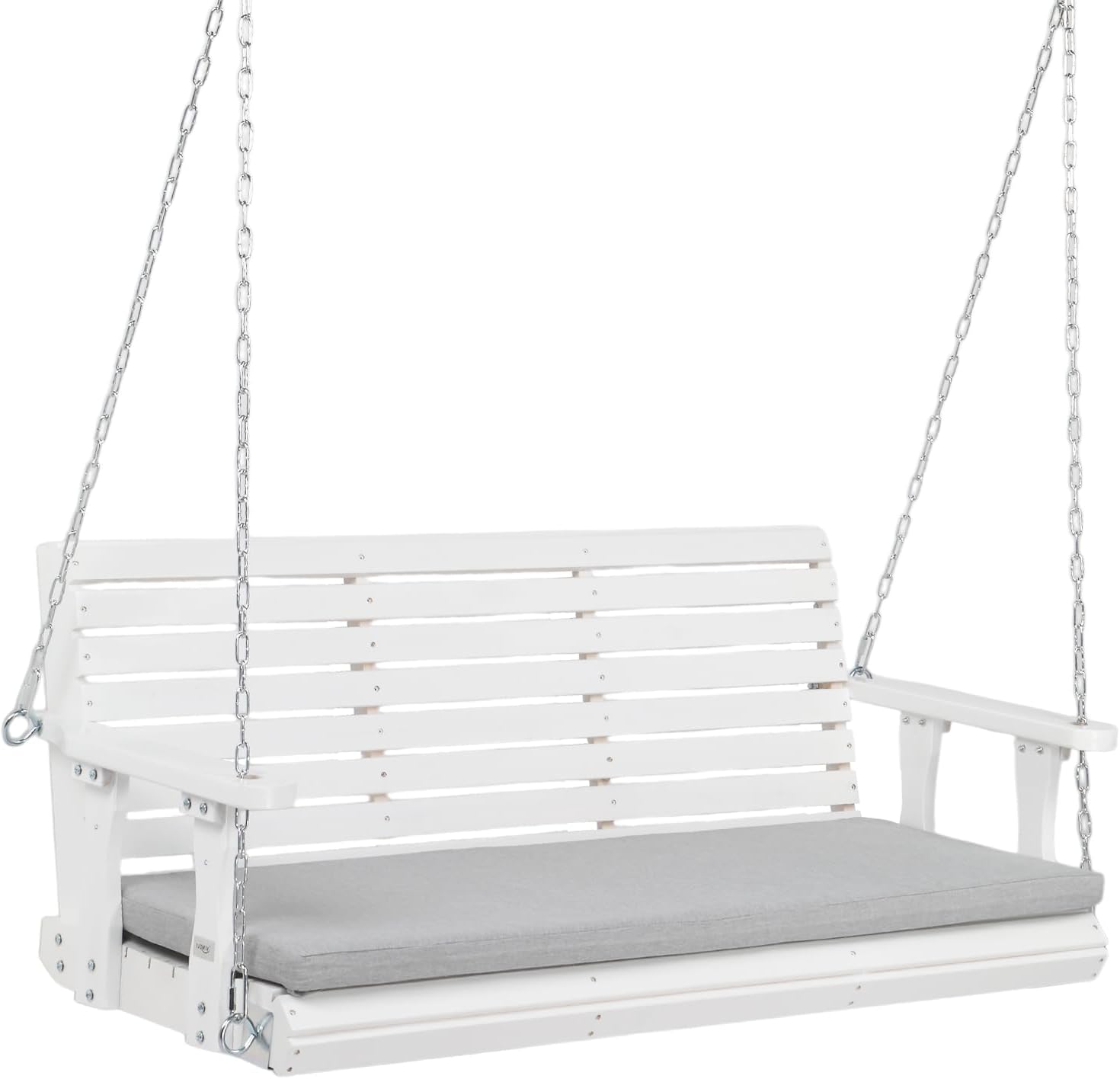 Alt View 1. Winado - 5 FT Wooden Porch Swing, Heavy Duty 880 LBS Patio Swings with Cushions, Adjustable Chains for Outdoor Yard Garden Porch - White.