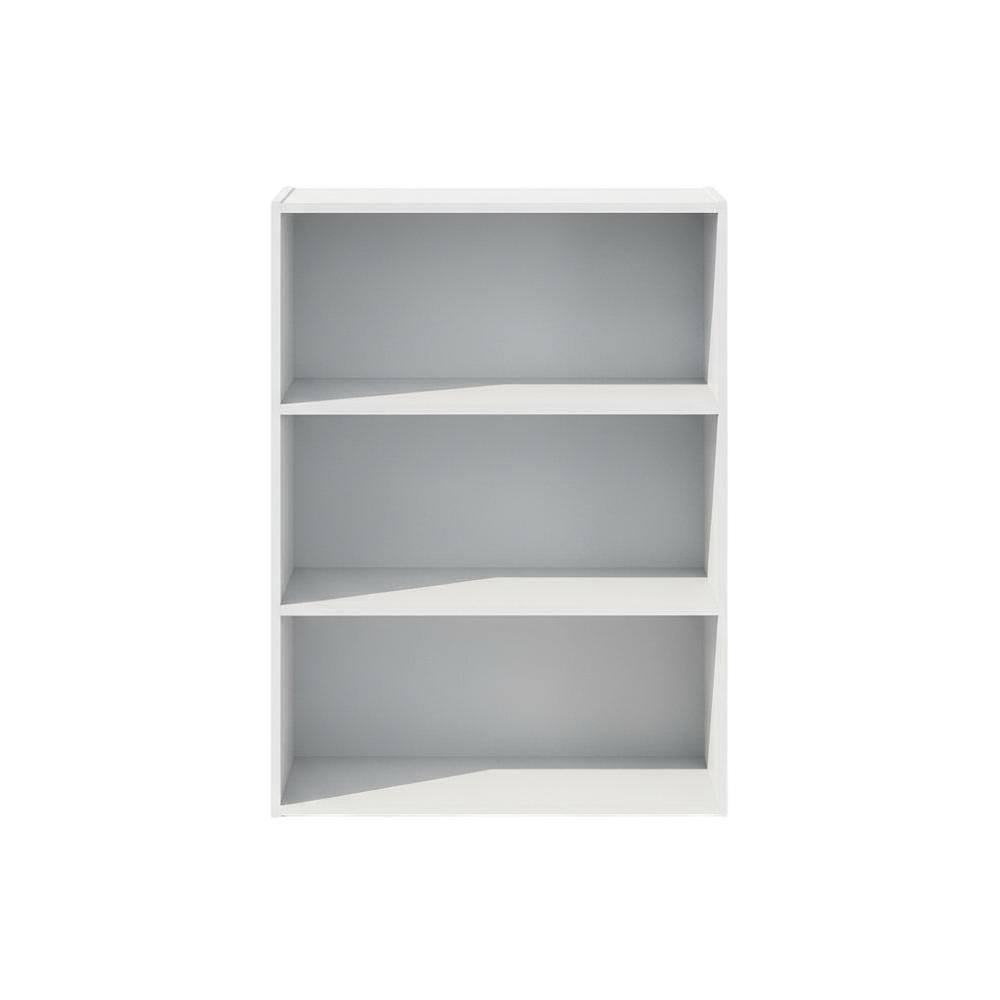 Back. FurniFact - Wooden bookcase with open shelving for versatile storage and display - Plain White.