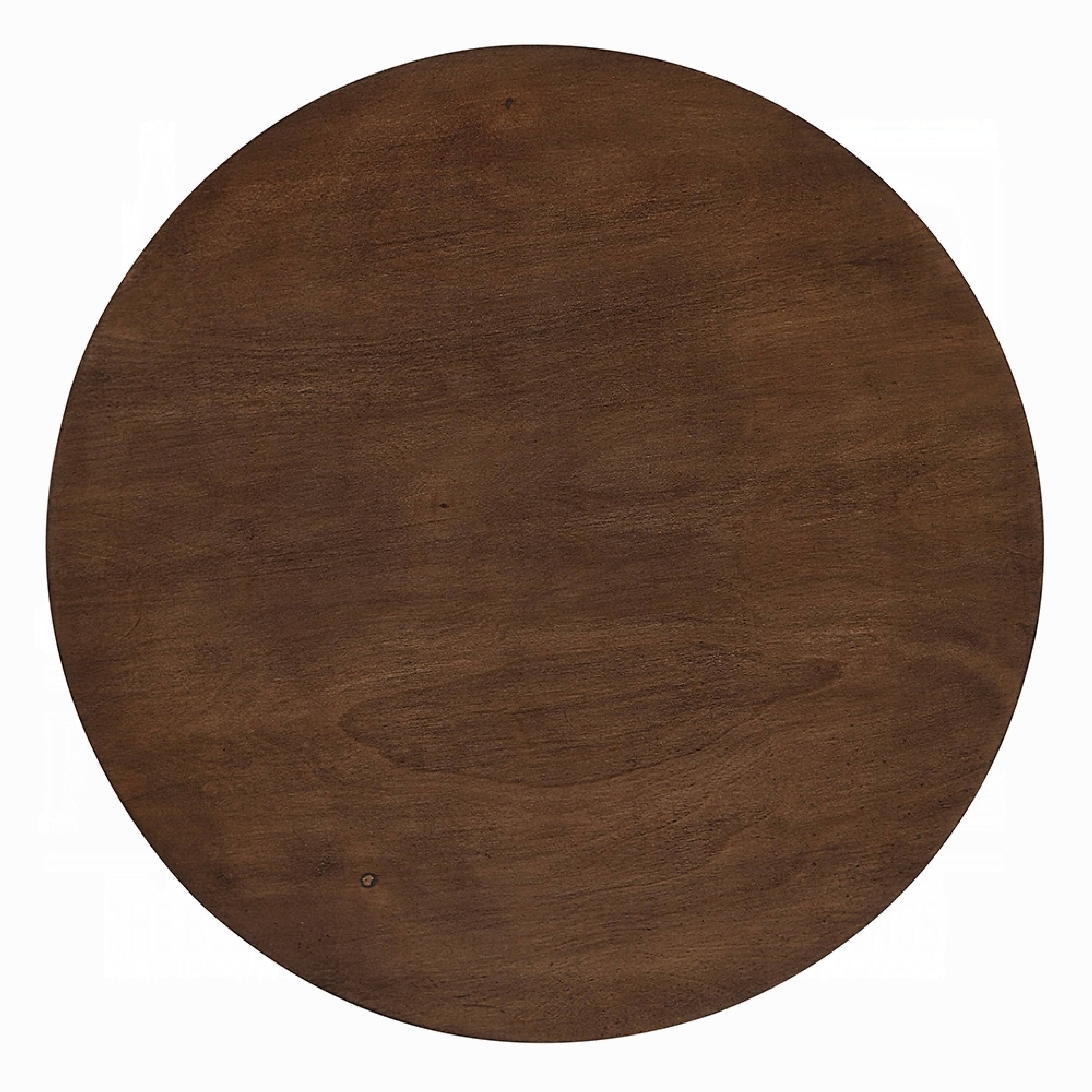 Alt View 3. Manhattan Lane - Sana Side End Table, 20 Inch Round Top, Rustic Fluted Base - Brown.