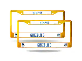 Rico Industries - Memphis Grizzlies Gold Yellow Painted Chrome Metal License Plate Frame - Set of 2 Frames - Multi