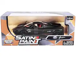 Pagani Huayra Matt Black with Red Interior 1/24 Diecast Model Car by Motormax