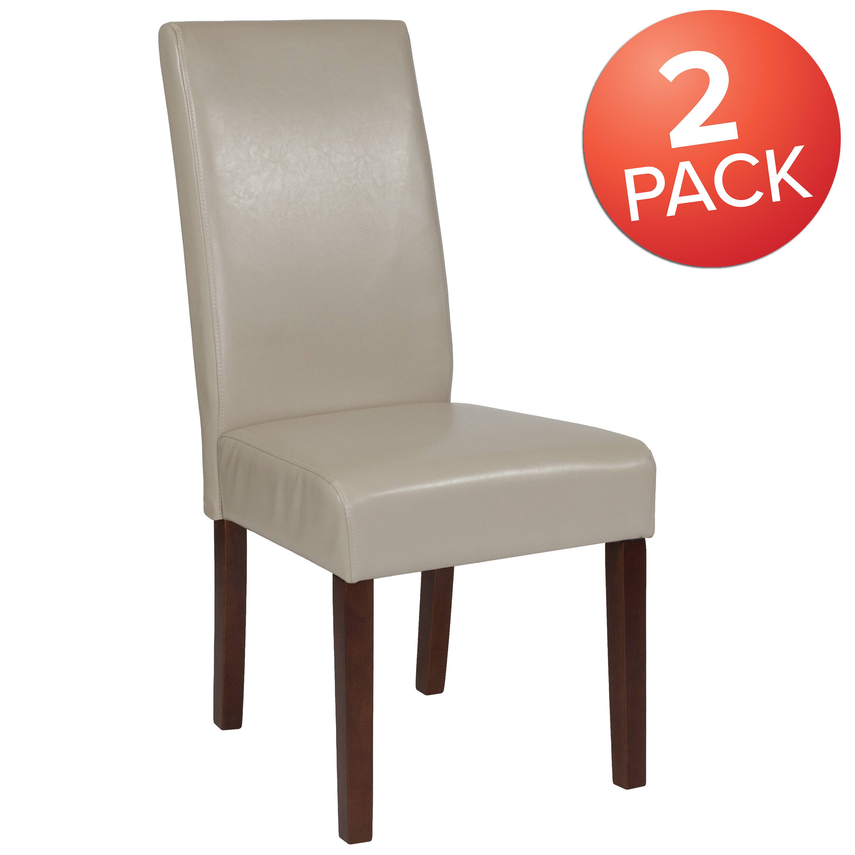 Alt View 2. Emma + Oliver - Two Mid-Century Parson's Chairs and Finished Hardwood Frame for Kitchen, Dining Room & More - Beige LeatherSoft.