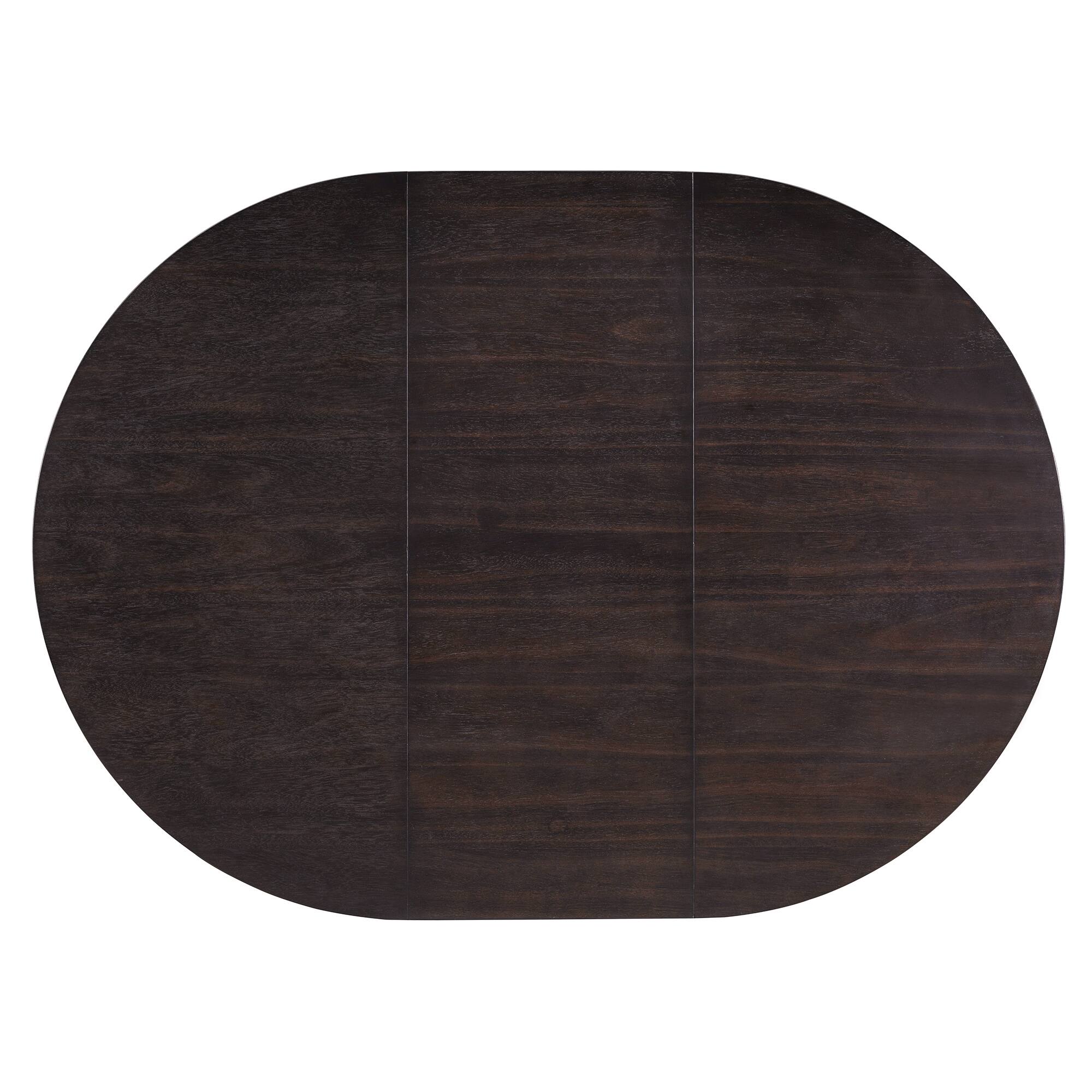 Alt View 9. Tiramisubest - 42"-58" Oval Extendable Dining Table with Middle Leaf for 6, Retro Solid Wood Round Dining Table (Espresso) - Espresso.