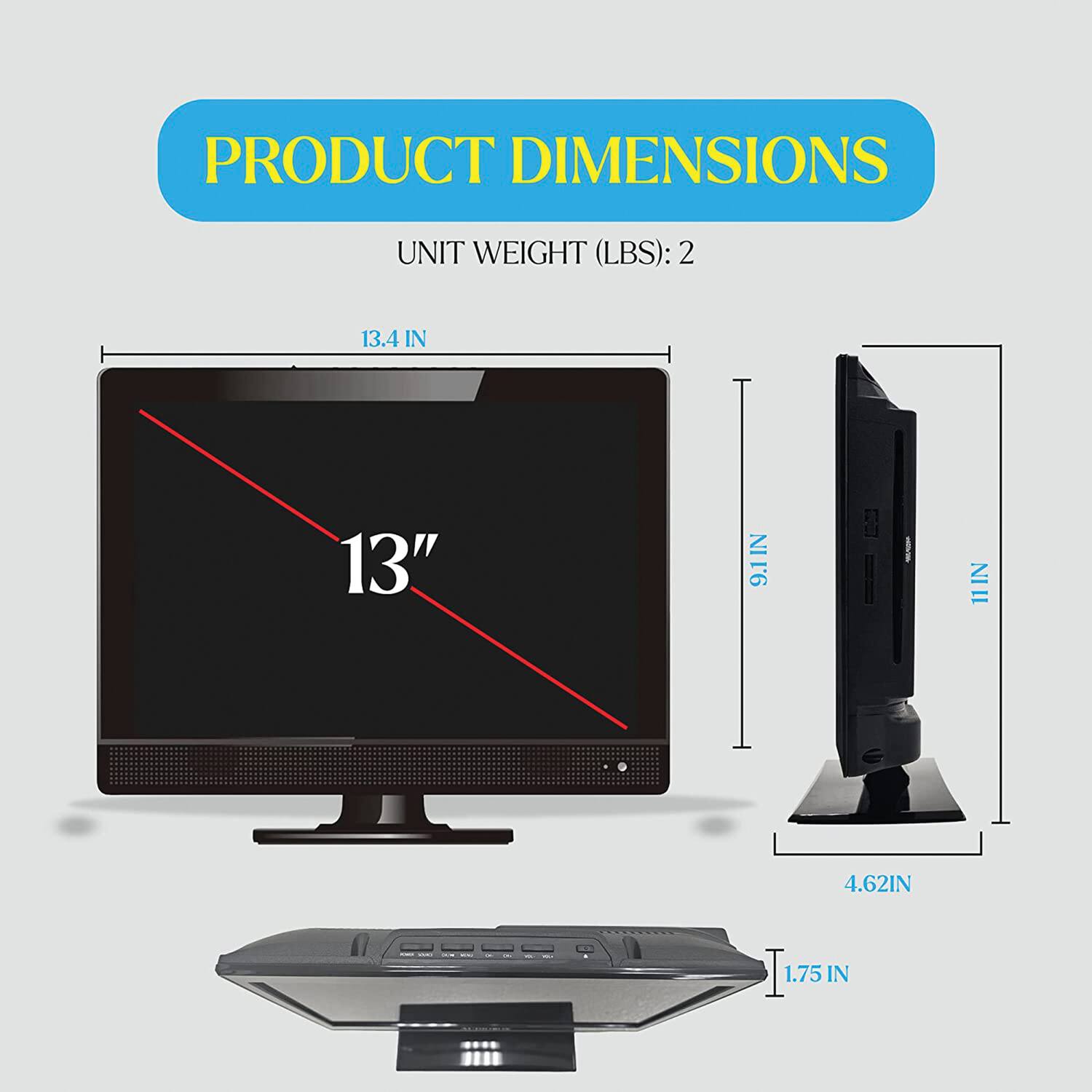 PRODUCT DIMENSIONS

UNIT WEIGHT (LBS): 2

- 13.4 IN
- 13" IN
- 9.1 IN
- 4.62 IN
- 1.75 IN
