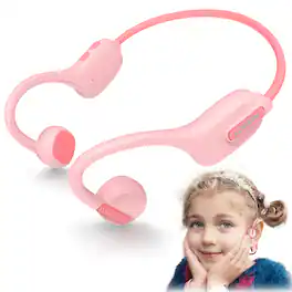 Loheer - X11 Kids Open-Ear Air Conduction Headphones, Bluetooth 5.4, IPX5 Water Resistant, USB-C, Pink