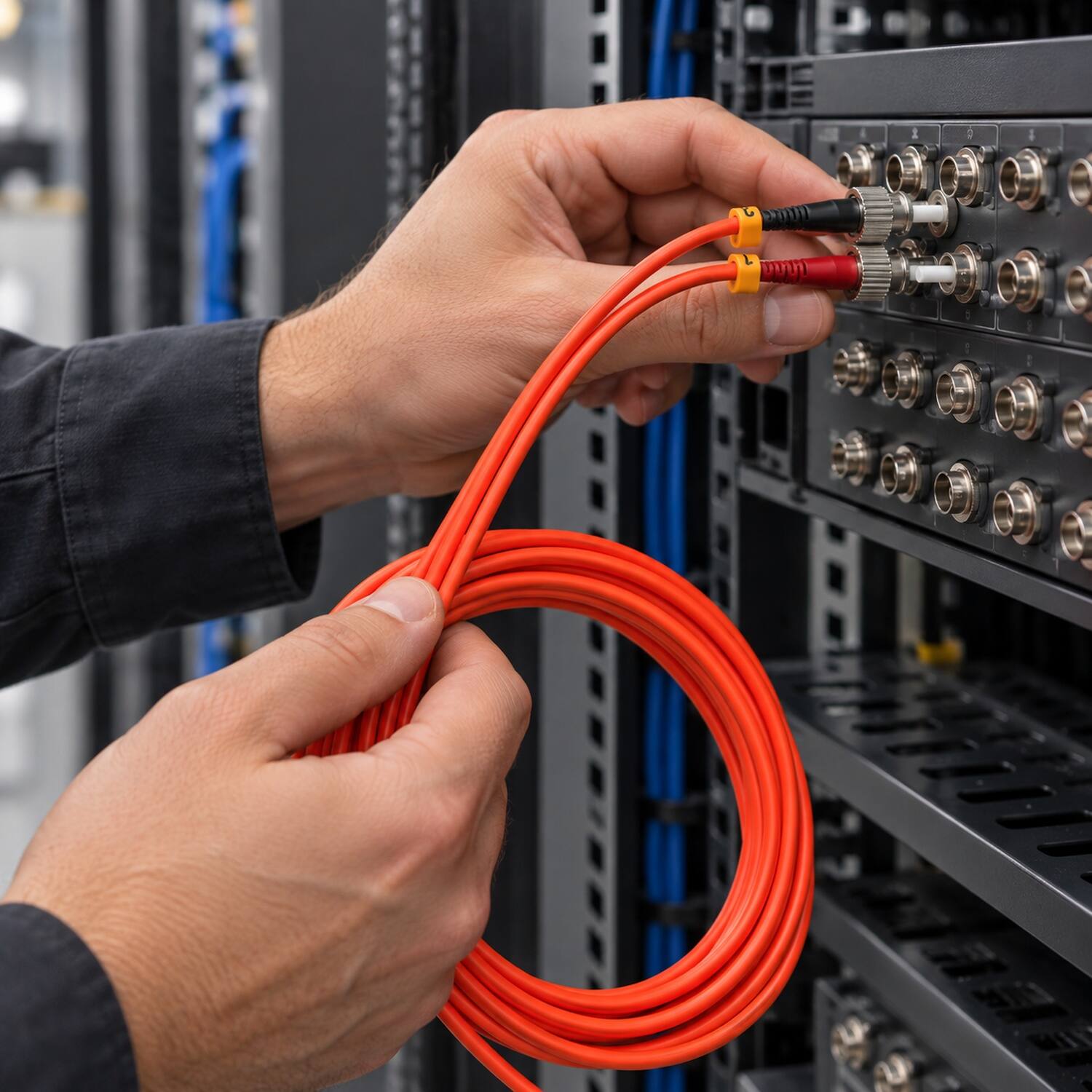 Back. Sanoxy - 2 Meters ST to ST Duplex 62.5/125 Multimode OM1 Fiber Optic Cable - Multi.