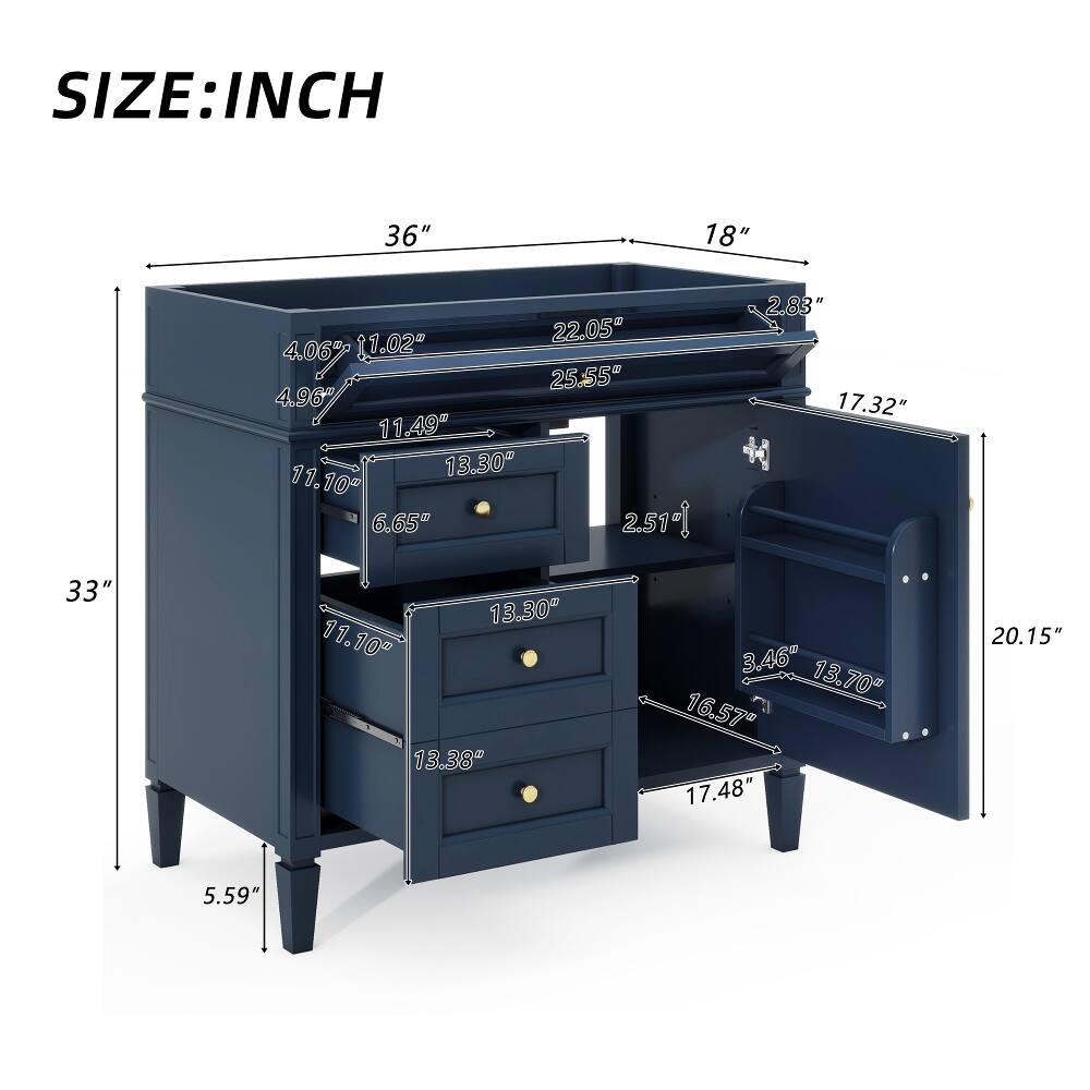 SIZE: INCH

36"  
18"  
1.02" 22.05" 4.06" 25.55" 4.96" 11.49" 13.30" 11.10" 6.65" 251  
2.83" 17.32" HA  
33"  
13.30" 11.10" 13.38"  
3.46" 13.70" 16.57" 17.48"  
20.15"  
5.59"