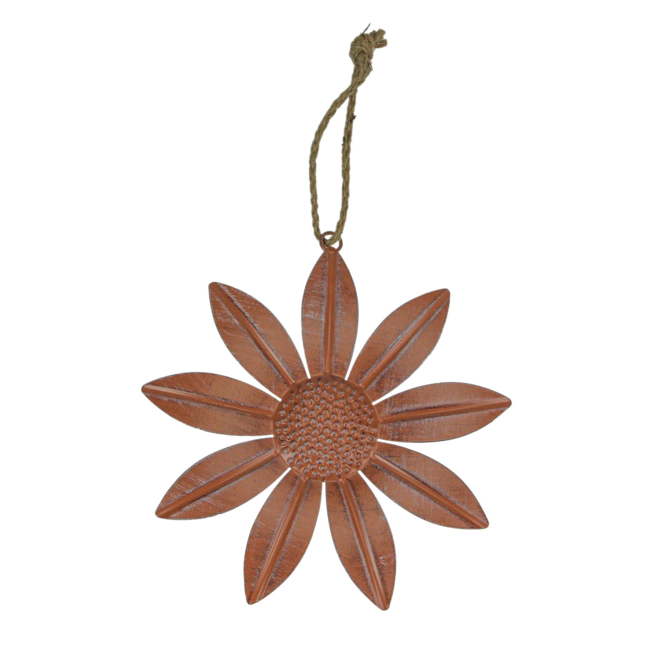 Alt View 3. Special T Imports - 9 Inch Red Yellow Green Metal Flower Wall Hanging Sculpture Home Decor Art Set of 3 - Multicolored.