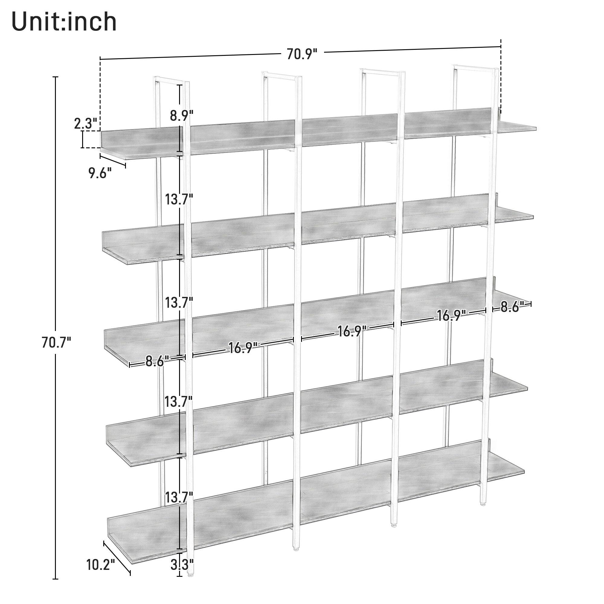 Unit: inch

- 70.9"
- 2.3"
- 8.9"
- 9.6"
- 13.7"
- 70.7"
- 13.7"
- 8.6"
- 16.9"
- 16.9"
- 16.9"
- 8.6"
- 13.7"
- 13.7"
- 10.2"
- 3.3"