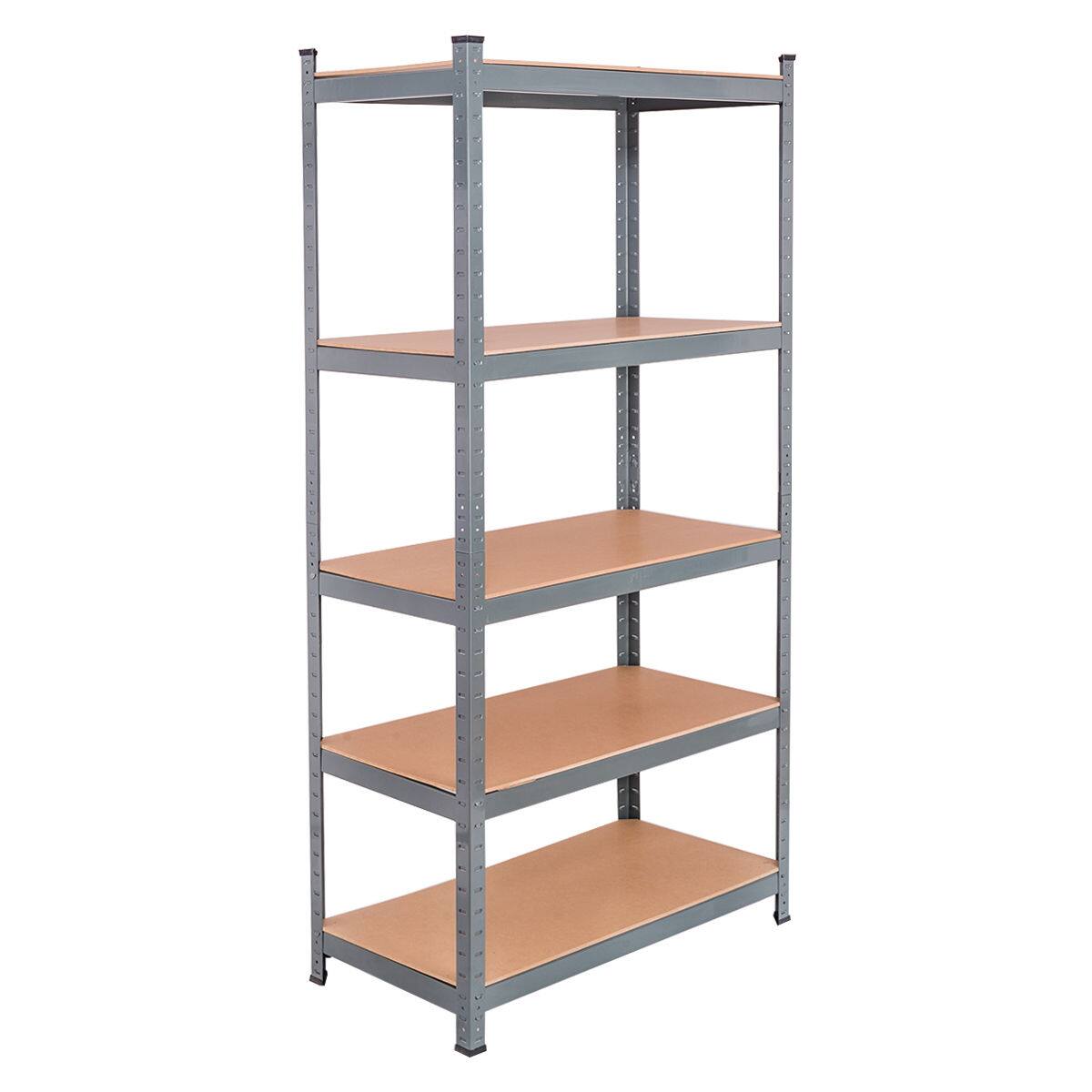 Gymax - 72'' 5-tier Garage Steel Shelf Metal Storage Adjustable Unit - Brown
