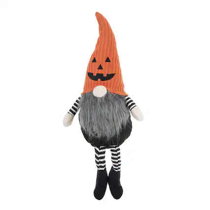 Front. Boyel Living - 23.5 Inch Seasonal Home Decor Large Halloween Sitting Gnome with Orange Knit Pumpkin Hat - Black,Orange,White.