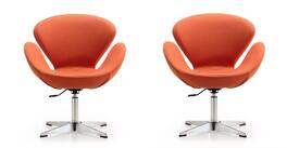 Manhattan Comfort - Raspberry Modern Upholstered Swivel Lounge Chair - Set of 2 - Orange