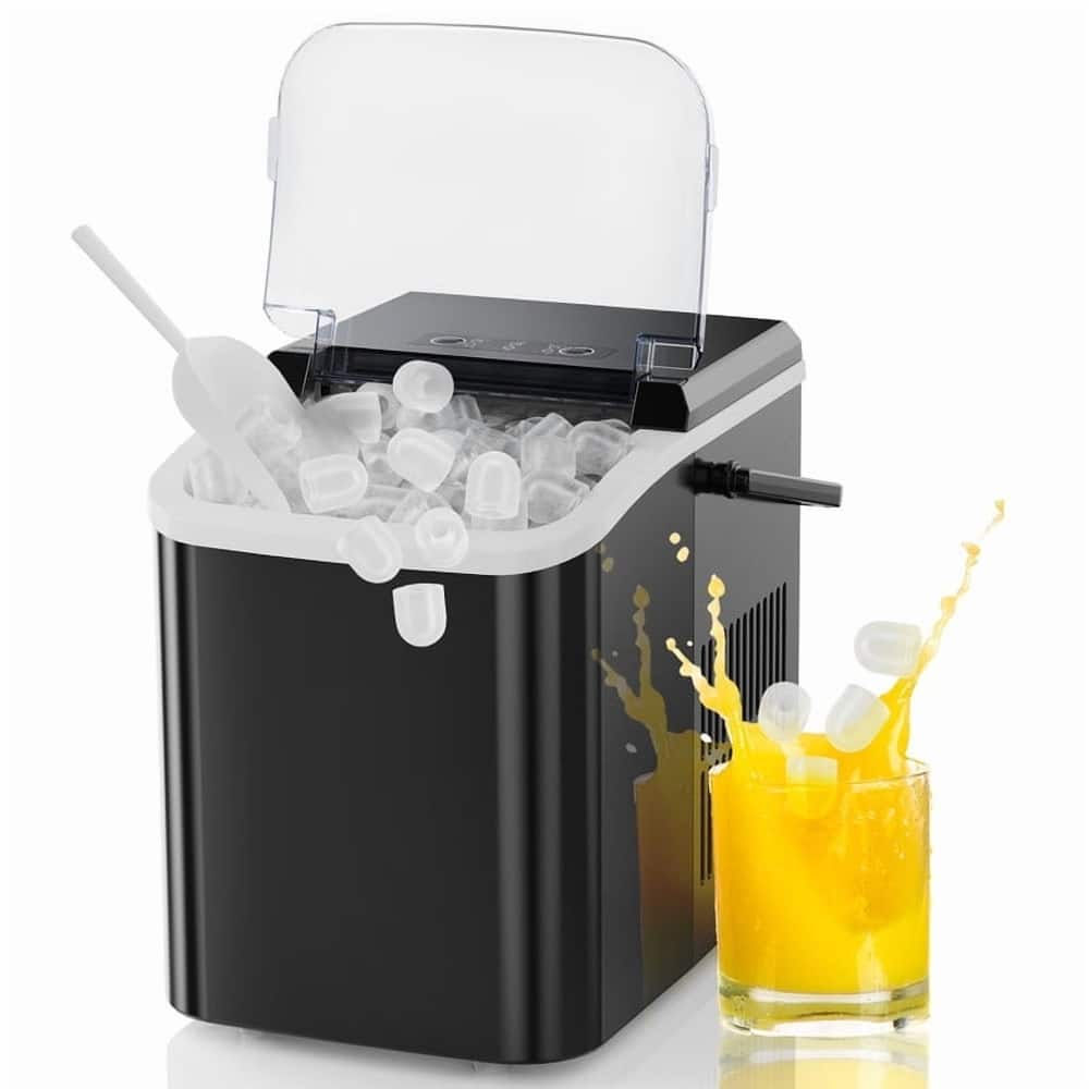 Front. Loheer - Loheer Countertop Ice Maker Machine, Portable Bullet Ice Maker with Scoop and Basket, Black - Black.