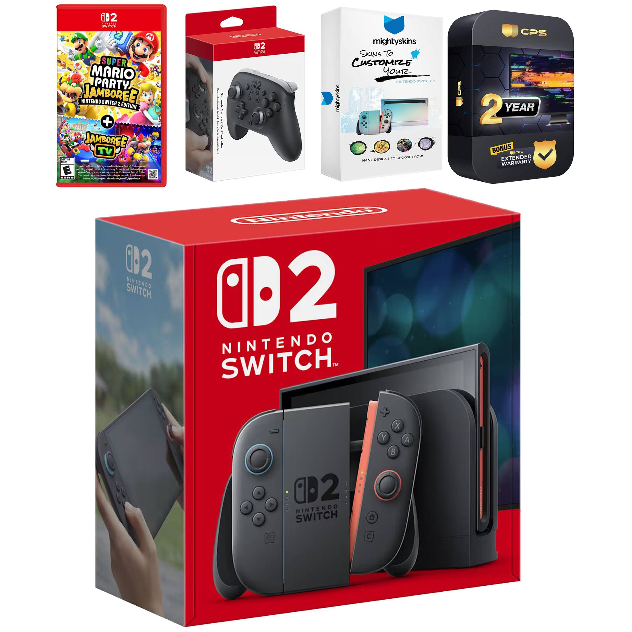 Switch 2 Console with Super Mario Party Jamboree, Pro Controller, MightySkins Code and 2 CPS Year Extended - Nintendo Switch 2