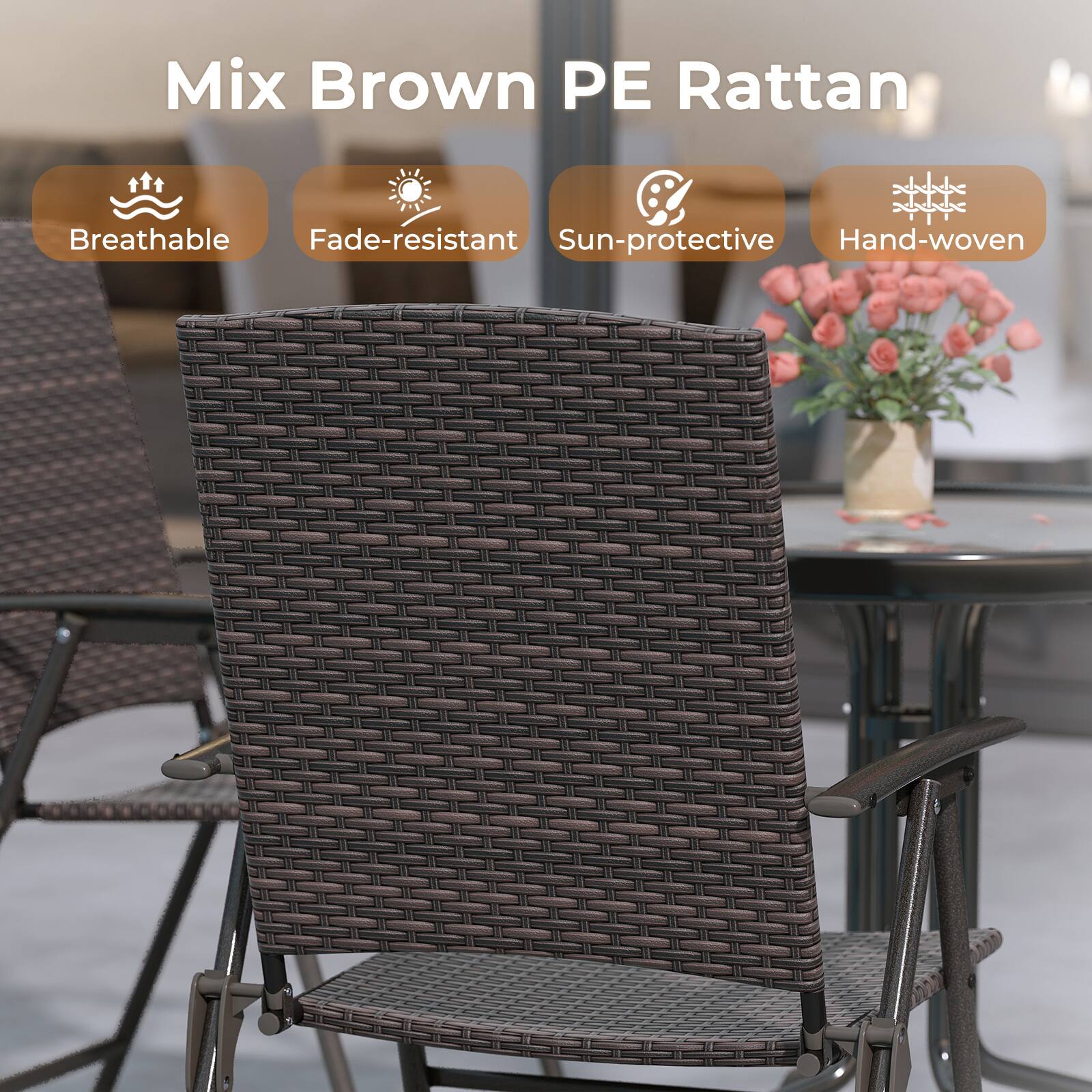 Mix Brown PE Rattan

- Breathable
- Fade-resistant
- Sun-protective
- Hand-woven