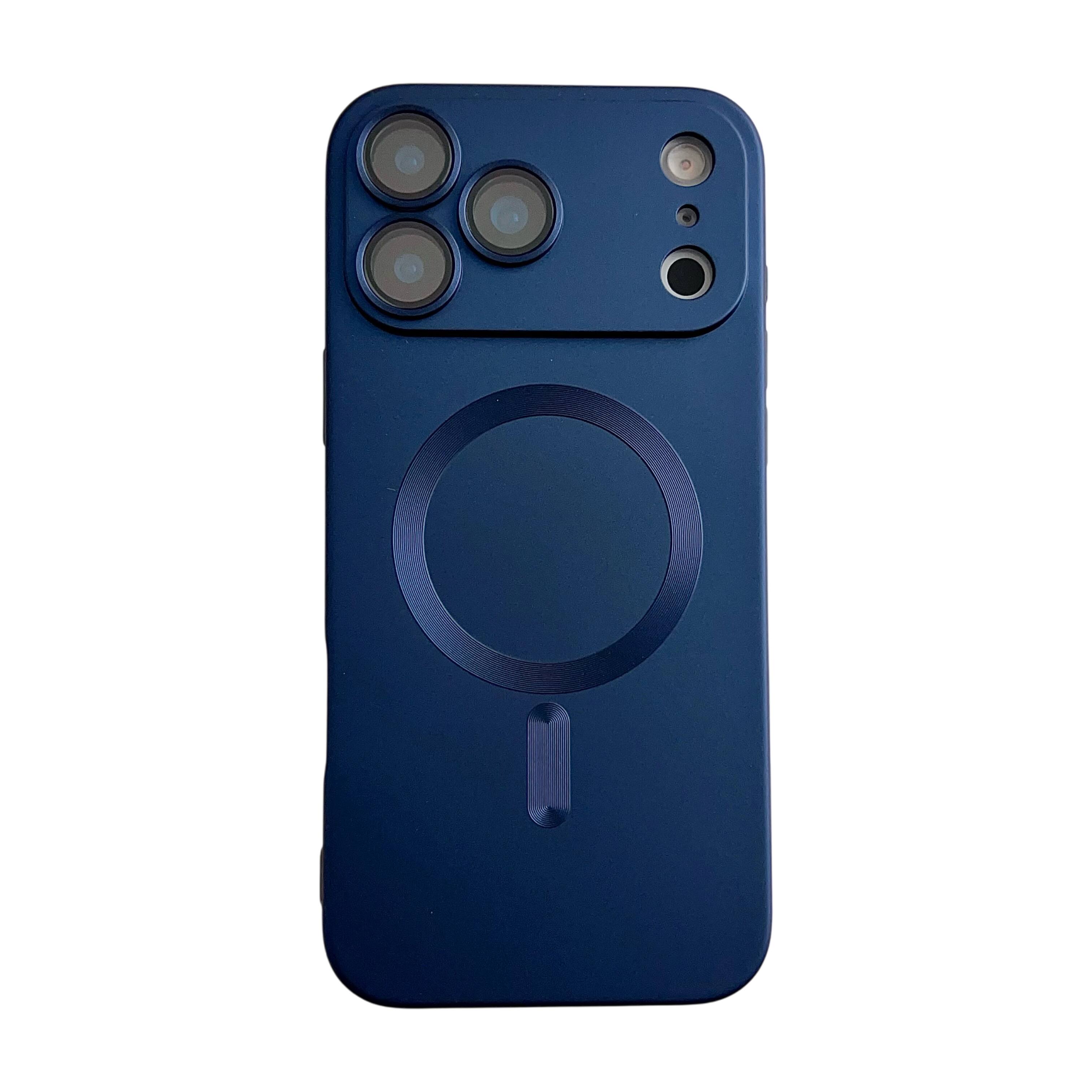 Front. Dteck - Dteck Magnetic Case for Apple iPhone 17 Pro Max Plating Matte Shockproof Lens Protection Slim Cover - Darkblue.