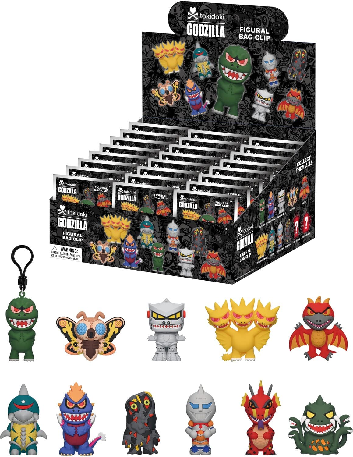 Monogram - Tokidoki x Godzilla - Series 1 - 3D Foam Bag Clip Blind Bag - 24pc PDQ Display - COLLECTIBLES - Multicolor