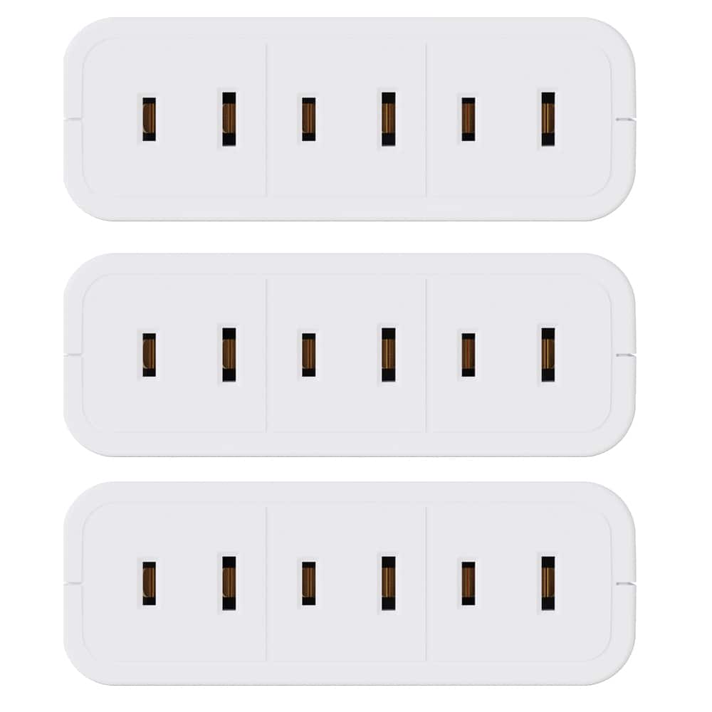ELEGRP - 3 Outlet Wall Outlet Extender, 180 Degree Electrical Plug Adapter, White 3PC