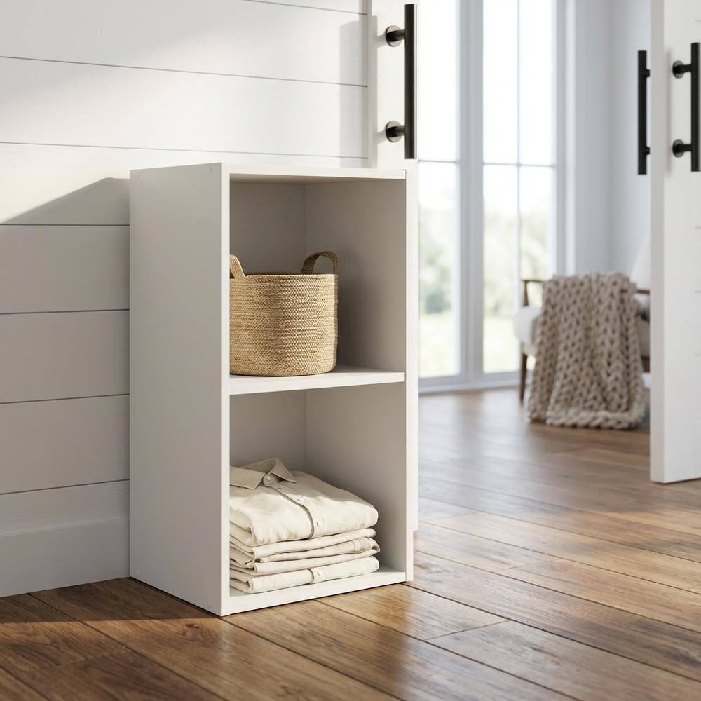 Alt View 3. FurniFact - Wooden 2-Tier Open Shelf Closet Organizer for Multi-Purpose Storage - White.