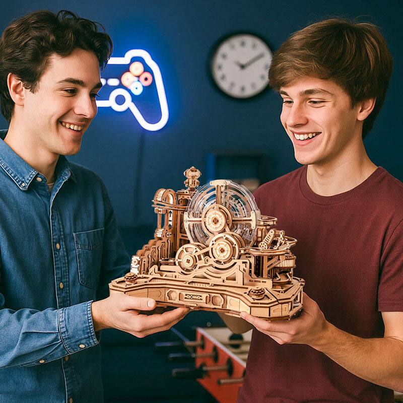 Alt View 8. ROKR - ROKR 3D Wooden Puzzle, Marble Run Set, Model Building Kits, Christmas Birthday Gifts, DIY Gear Ball Challenge EGC01.