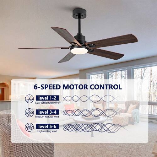 6-SPEED MOTOR CONTROL

- Level 1-2: Low comfortable wind
- Level 3-4: Medium Natural wind
- Level 5-6: High cooling wind