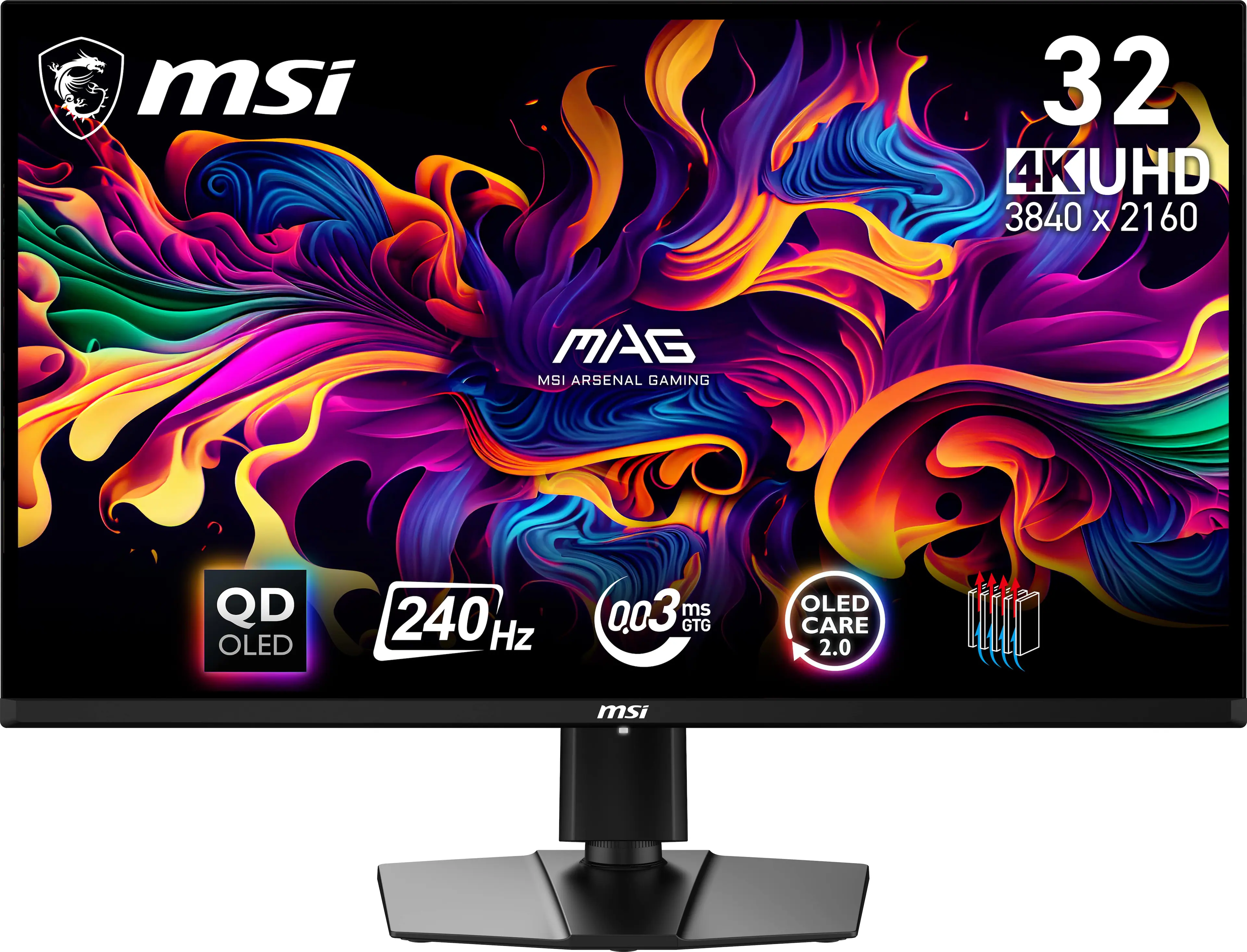 MSI - MAG321UPXQDOLED 32" Quantum Dot OLED UHD 240Hz 0.03ms FreeSyncPremium Monitor with HDR400 (DisplayPort, HDMI, USB-C) - Black
