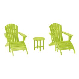 WestinTrends - Dylan Outdoor Adirondack Chair With Ottoman And Side Table 5-Piece Set - Lime