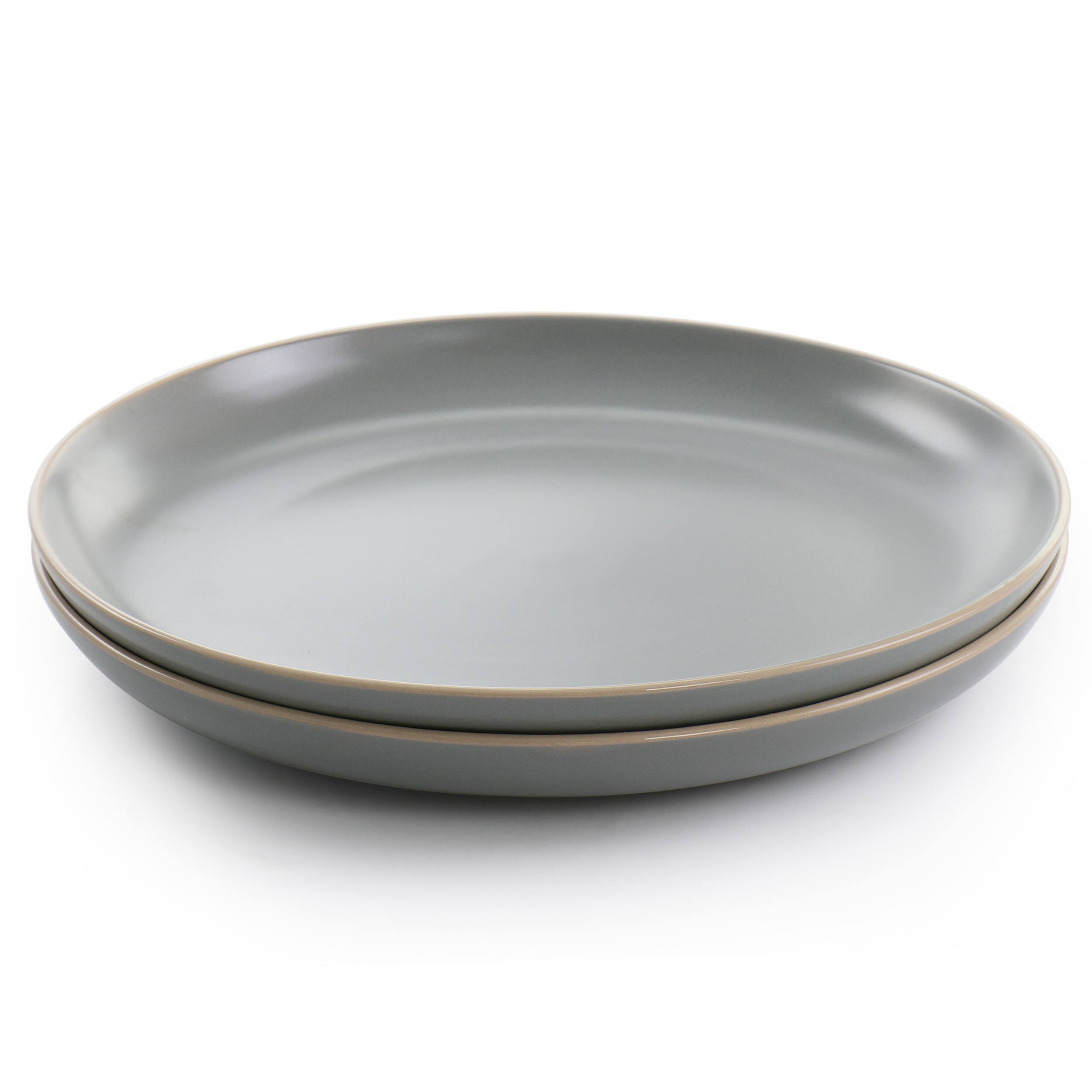 Alt View 2. Gibson - Gibson Home Rockaway 2 Piece 10.5 Inch Round Stoneware Dinner Plate Set in Matte Grey - Gray.