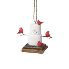 Ganz - S'Mores Snowman With Cardinals Resin Christmas Tree Ornament 2.5 inch - Multicolor