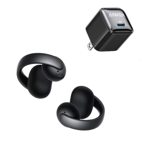 Soundcore - AeroClip by Anker with USB C Charger Block 20W,Open-Ear Earbuds, Clip-On Headphones, Adaptive Comfort