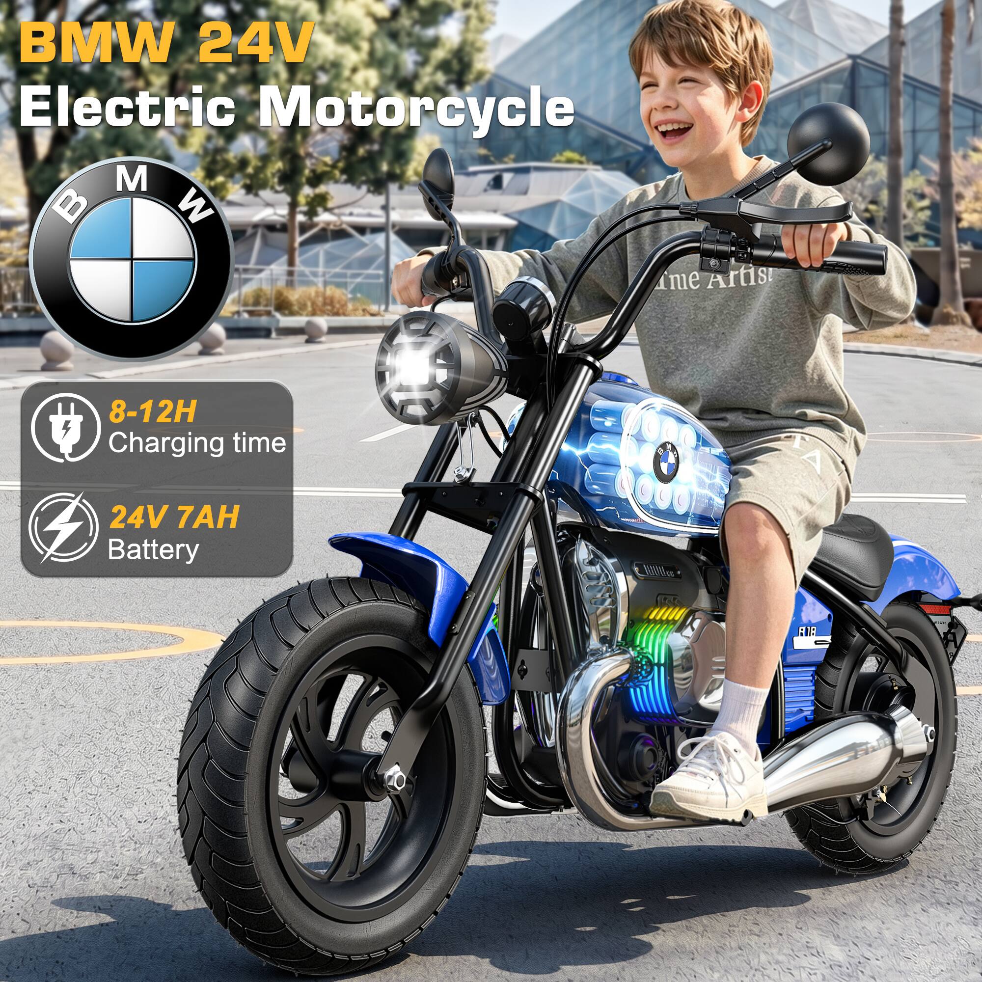 BMW 24V Electric Motorcycle  
8-12H Charging time  
24V 7AH Battery
